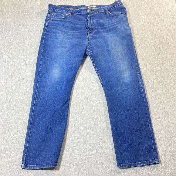 Wrangler Jeans Mens W42 Blue Slim Straight Denim Western Cowboy Stretch Casual - Picture 1 of 13